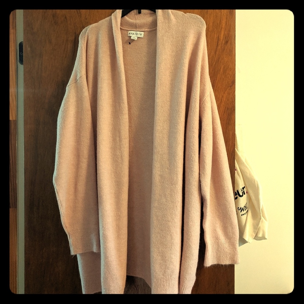 Fuzzy blush pink open cardigan